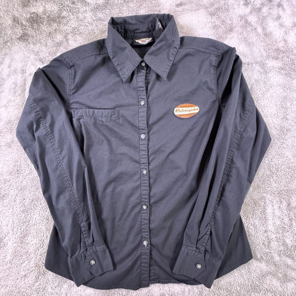 Harley-Davidson Women’s Embroidered Button Up Shirt Y2K 2007 Logo L